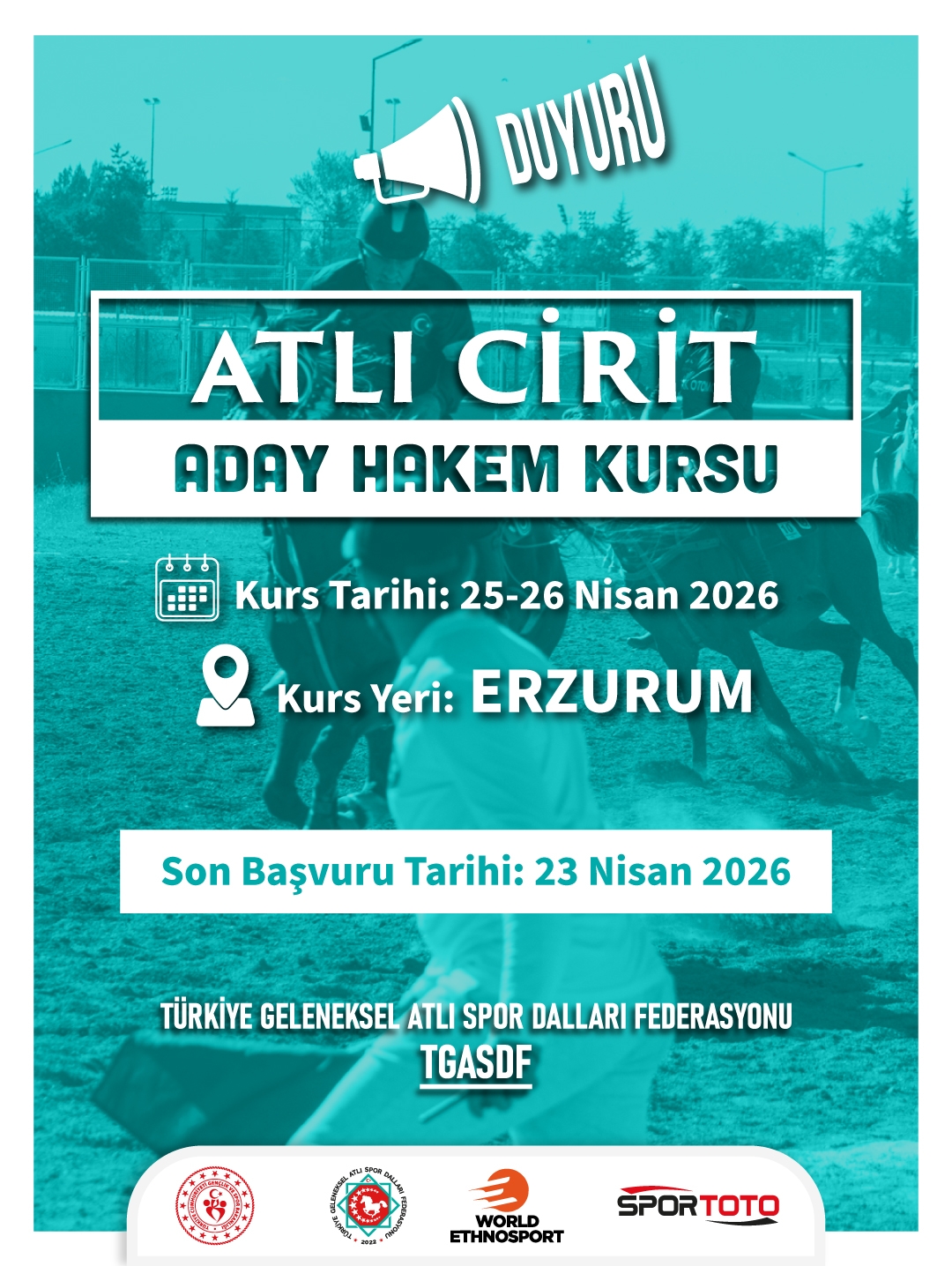 DUYURU | Atlı Cirit Aday Hakem Kursu | ERZURUM | 25-26 Nisan 2026